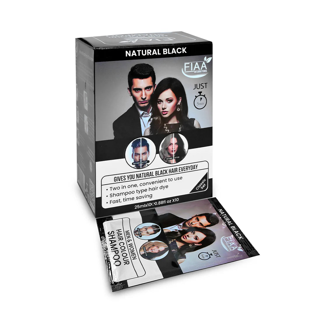 Fiaa Hair Color Pack of 5 Sachets 25ml (Natural Black & Dark Brown)