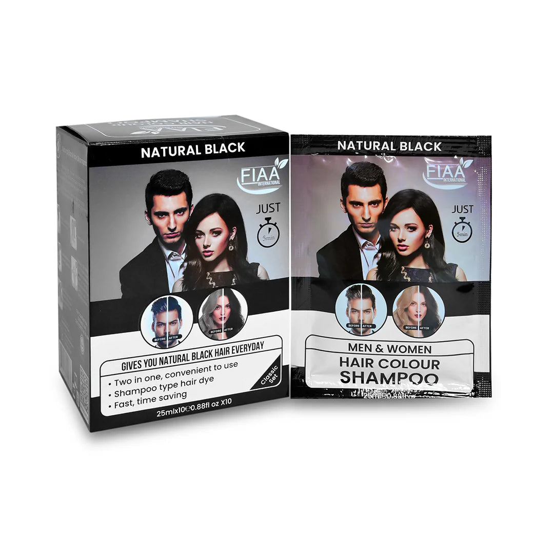 Fiaa Hair Color Pack of 5 Sachets 25ml (Natural Black & Dark Brown)