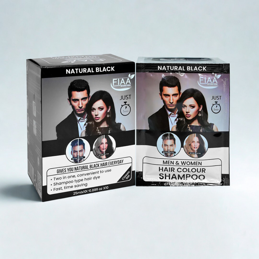 Fiaa Hair Color Pack of 5 Sachets 25ml (Natural Black & Dark Brown)