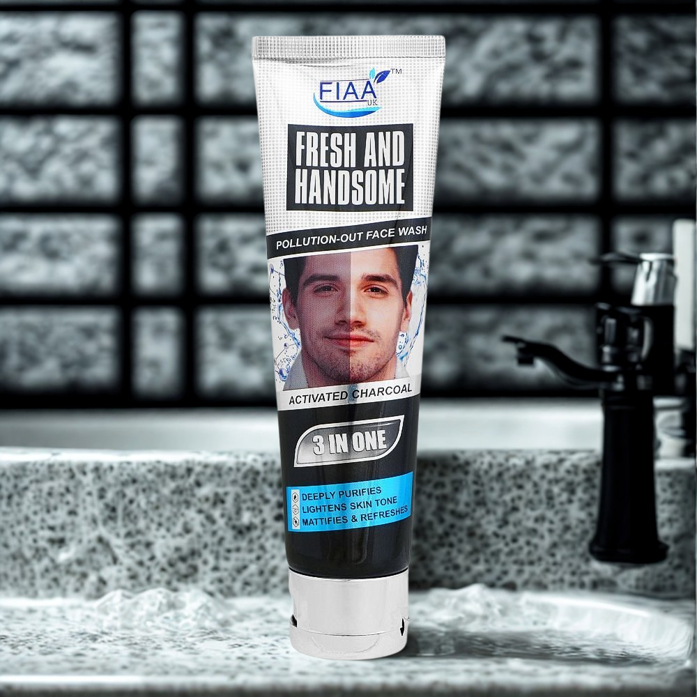 FIAA Fresh & Handsome 3-In-One Activated Charcoal Pollution Out Face Wash, 100ml