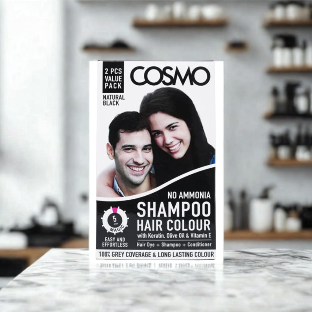 Cosmo Hair Colour Shampoo Sachet 25ML (Natural Black & Dark Brown)